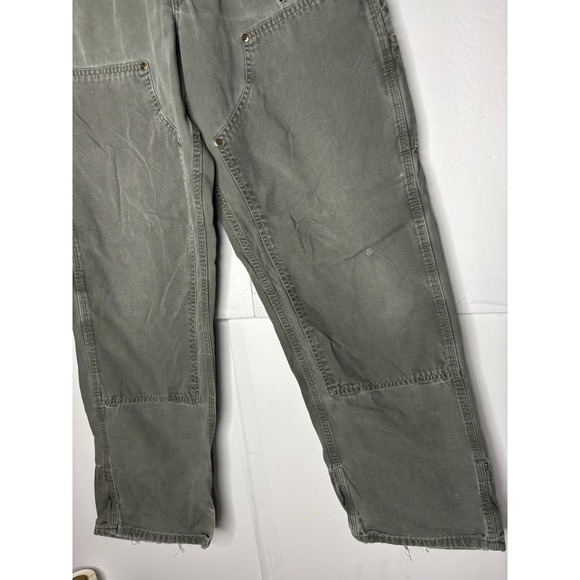 Vintage Carhartt B188 DMS 33x22 Double Knee Carpenter Pants Green Loose Fit Mens - Picture 2 of 10